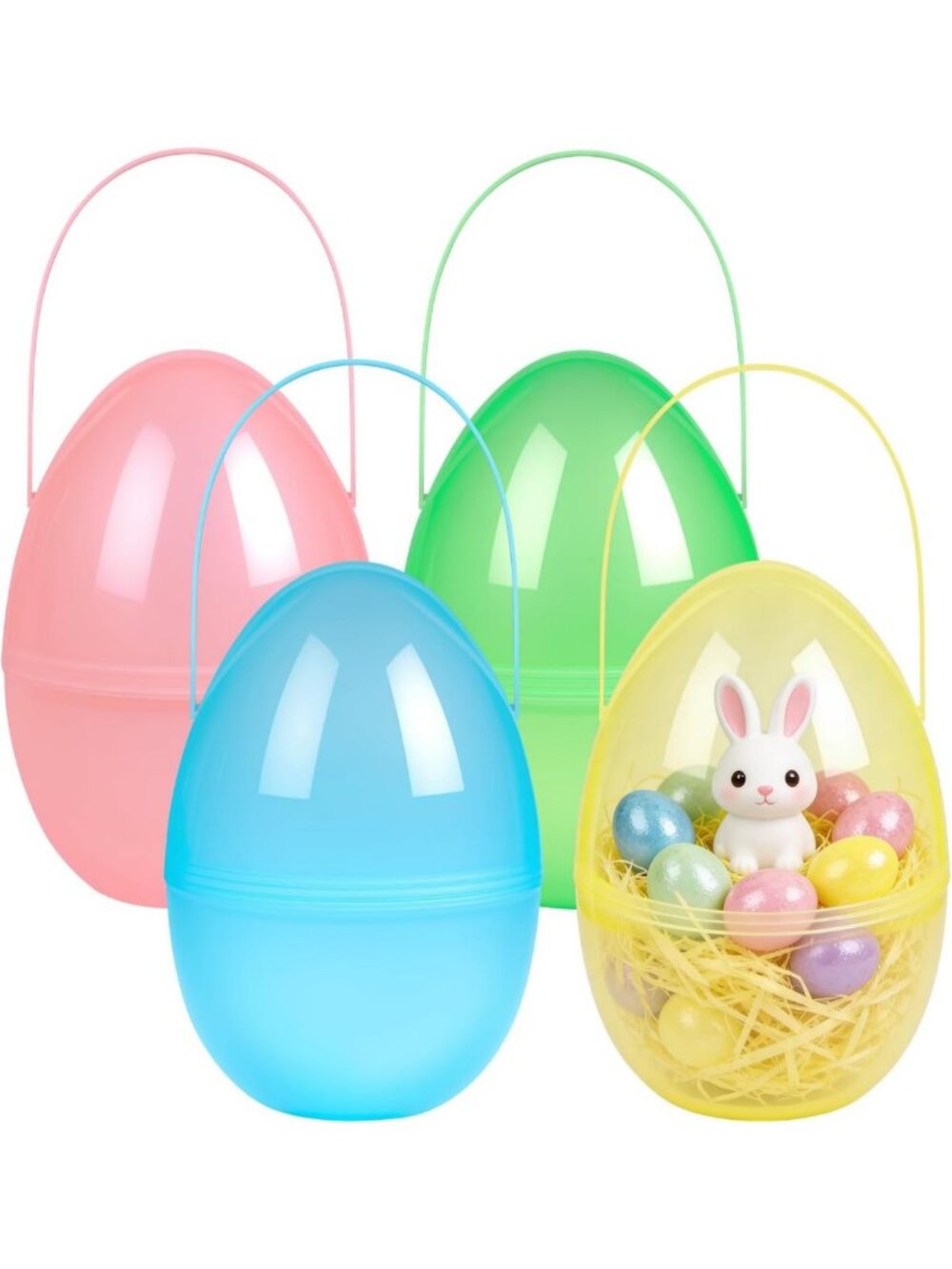 Jumbo 10" Fillable Easter Eggs - Bright Plastic Giant Eggs for Treats & Party